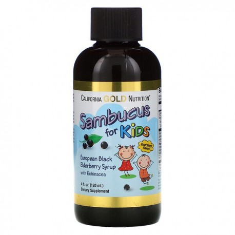 California Gold Nutrition, Sambucus for Kids, European Black Elderberry Syrup with Echinacea, 4 fl oz (120 ml)