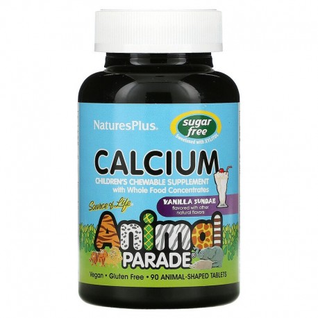 Nature's Plus, Animal Parade, Calcium, Children's Chewable Supplement, Sugar Free, Vanilla Sundae, 90 Animal-Shaped Tablets
