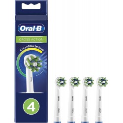 Oral-B Cross Action Electric Toothbrush Head with CleanMaximiser Technology, Pack of 4, White