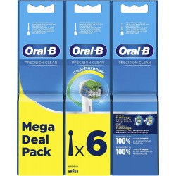 Oral-B Precision Clean Electric Toothbrush Head with CleanMaximiser Technology, Excess Plaque Remover, Pack of 6, White