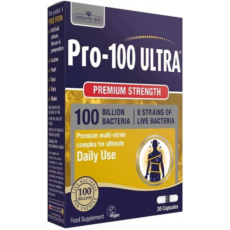 Bio360 Pro-100 Ultra (100 Billion Bacteria)|from Natures Aid | 30 Capsules